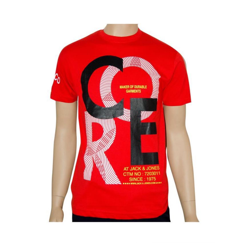 Core by Jack & Jones Mens Tshirt Red Jungle.lk