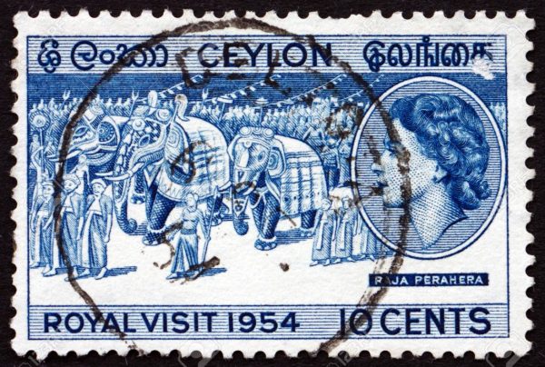 Ceylon 1954 Royal Visit - 10 April - Ten Cents - Blue