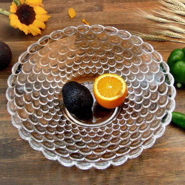 Crystal Glass Fruit Salad Bowl Bubble Pattern