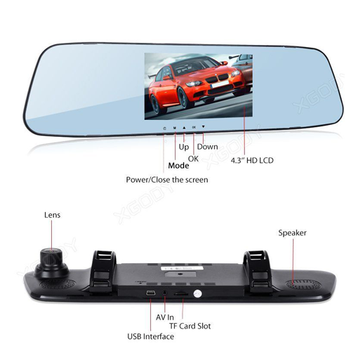 DVR Dual Lens Rearview Mirror Recorder Full HD 1080P Jungle.lk