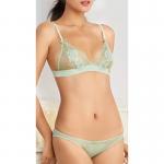 Dark Angels Lace Bra & Brief Set Lady Water Soluble Flowers No Undrwire – Green