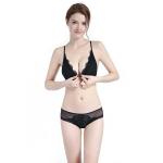 Dark Angels Sexy French Bandage Lace See Through Women Bra And Brief Set – Black