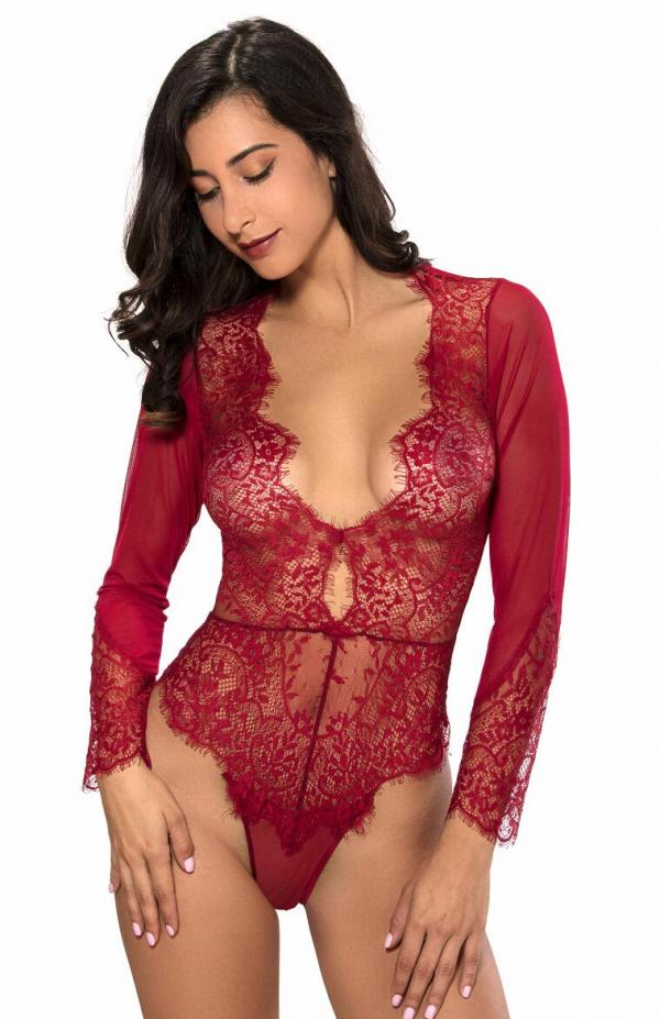 Dark Angels Sexy Teddy Lingerie Nightwear - Red