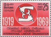 Ceylon 1969 The 50th Anniversary of ILO 4. May - 25 Cents - Red Grey ...
