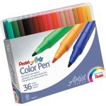 Pentel Arts Color Pen Fine Point Assorted Colours – 36 Pack