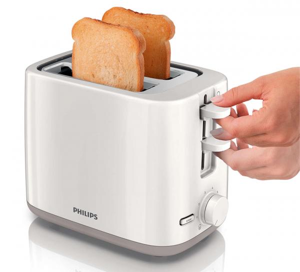Philips Daily Collection 800W 2 Slot Compact Toaster White - HD2595/00