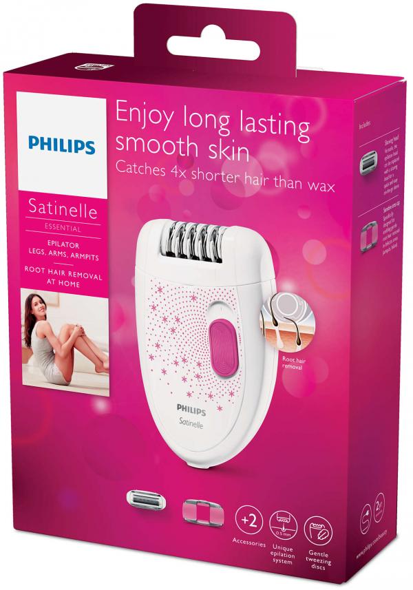Philips Satinelle Essential Corded Epilator White Pink - BRE201/00