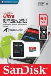 SanDisk Ultra Micro SDXC UHS-I Memory Card 100MB Class 10 With Adapter - 64Gb - SDSQUAR-064G-GN6MA