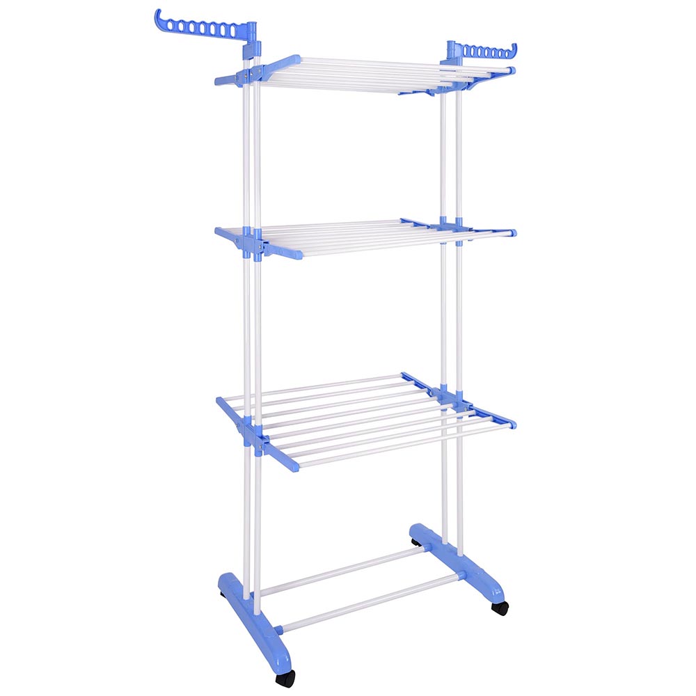Stainless Steel Multifunctional Three Layer Clothes And Hanger Rack  Foldable JN-8026 - Jungle.lk