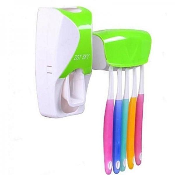 Toothpaste Dispenser With Toothbrush Holder