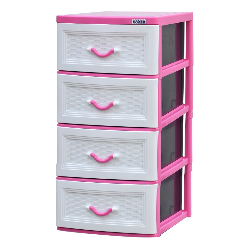 Daxer 4 Drawer Plastic Cupboard With Handle Pink Ddc 04 4d