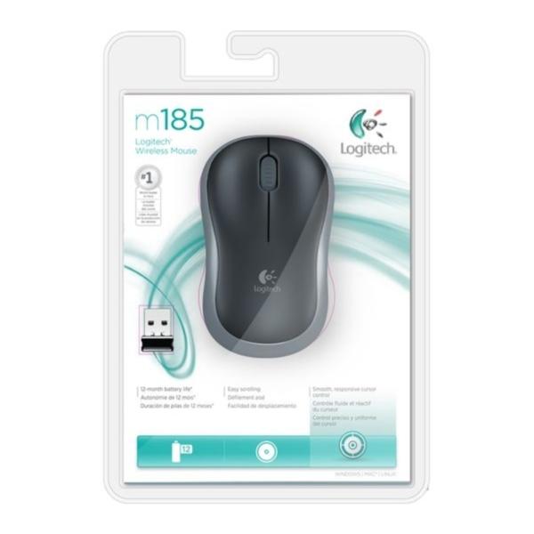 Logitech M185 Wireless Scroll Optical Mouse Grey