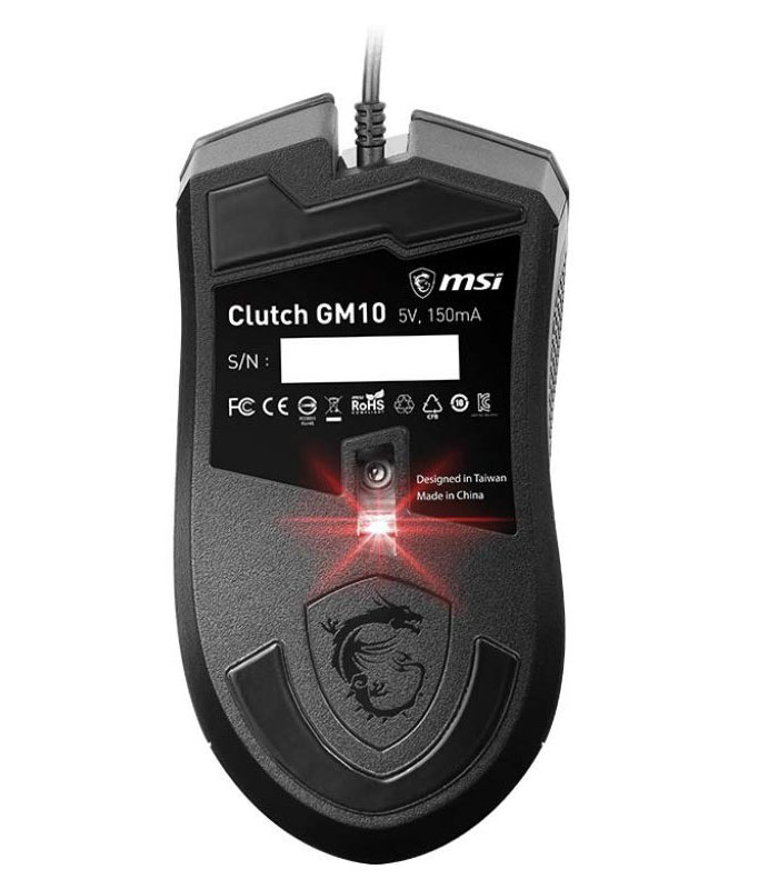 MSI Clutch GM10 USB Adjustable DPI Ergonomic Design Gaming Grade Optical Mouse