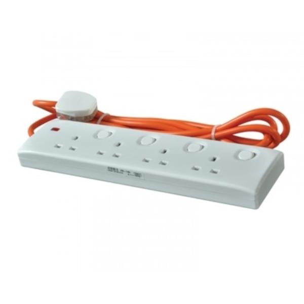 Orange Electric 13A Trailer Socket Extension Lead 4 Way Wire Cord Multi Plug - 10Metres