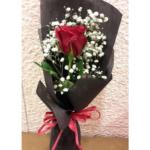 Single Red Rose Sheaf