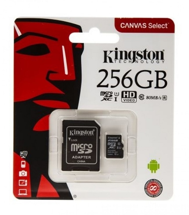  Kingston Canvas Select 256GB microSDHC Class 10 microSD Memory  Card UHS-I 80MB/s R Flash Memory Card with Adapter (SDCS/256GB) :  Electronics