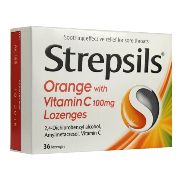Strepsils Orange with Vitamin C Lozenges - Pack of 24s
