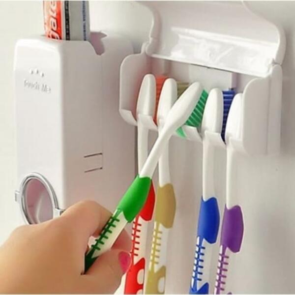 Automatic Toothpaste Dispenser With Toothbrush Holder