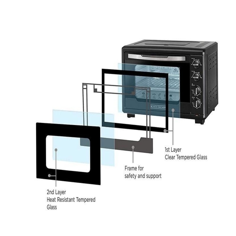 Black & Decker 55L 2000W Double Glass Toaster Electric Oven With Rotisserie TRO55RDGB5
