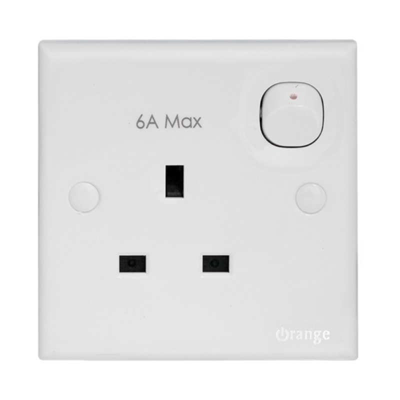 Orange Casablanca 13Amp Single Switched Socket Outlet, 6 Amp Max (100