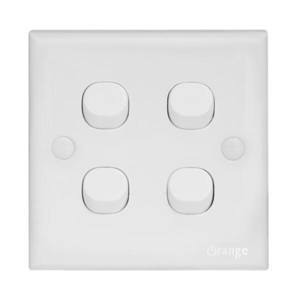 Orange Casablanca 4 Gang 1 Way 10A Switch (100-0140)