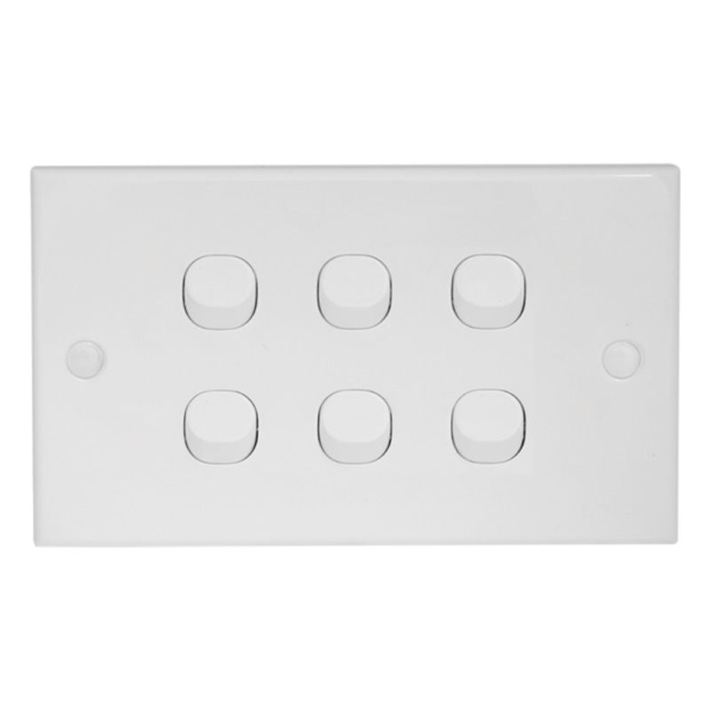 Orange Casablanca 6 Gang 2 Way 10A Tumbler Switch (100-0260)