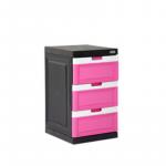 Daxer 3 Drawer Plastic Cupboard Pink – DDC 02C