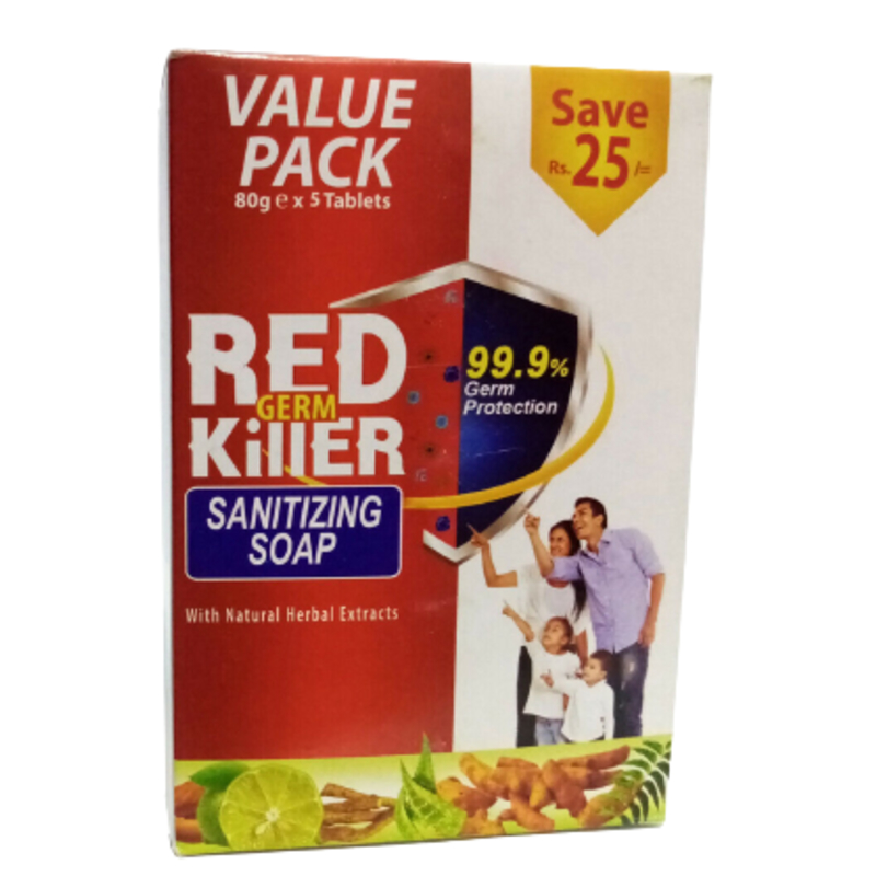 4Rever Red Germ Killer Sanitizing Soap 80g x5 Pack Jungle.lk