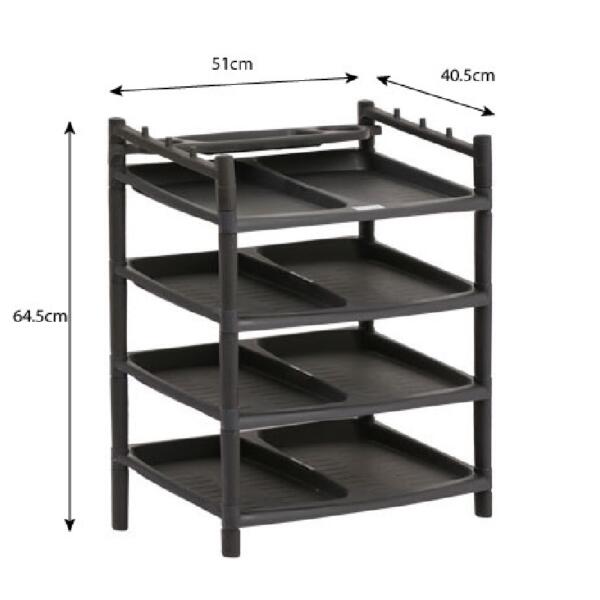 Daxer Solid Plastic Shoe Rack 4 Tier Plate - TR004