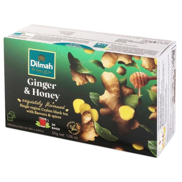 Dilmah Ginger and Honey Flavoured Ceylon Black Tea - 20 Tea Bags
