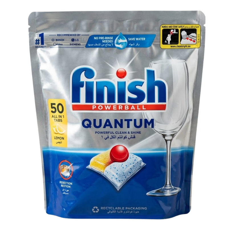 Finish Powerball Quantum Powerful All in One Dishwasher Tablets Lemon Sparkle - 50 Tabs