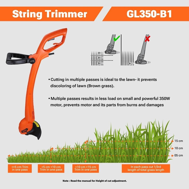 Black+Decker 350W Electric Grass Trimmer – GL350L-B1