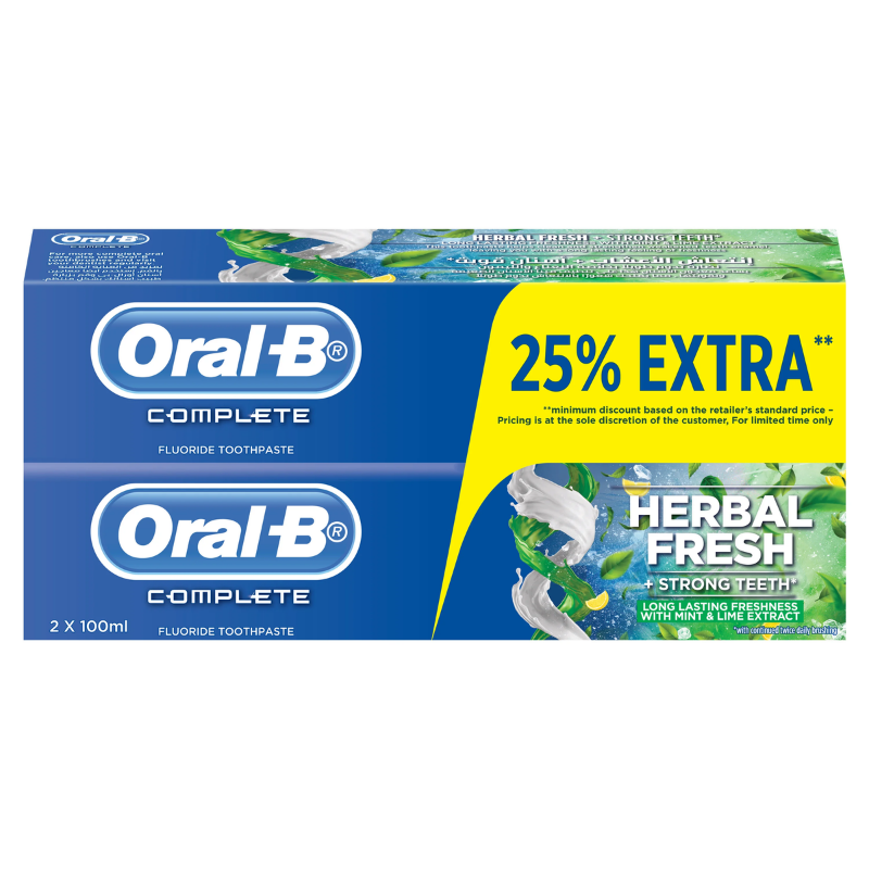 Oral-B Complete Herbal Fresh & Strong Teeth Toothpaste 100ml x 2