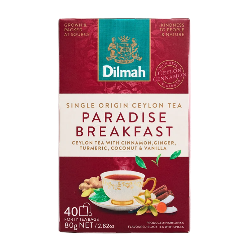 Dilmah Paradise Breakfast Ceylon Black Tea with Turmeric, Ceylon Cinnamon & Ginger 40 Tea Bags